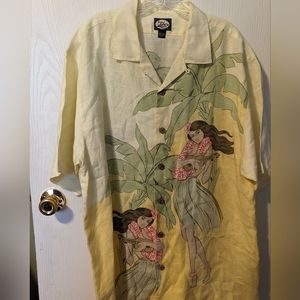 Tommy Bahama Hula Girls with Ukulele Linen L Shirt